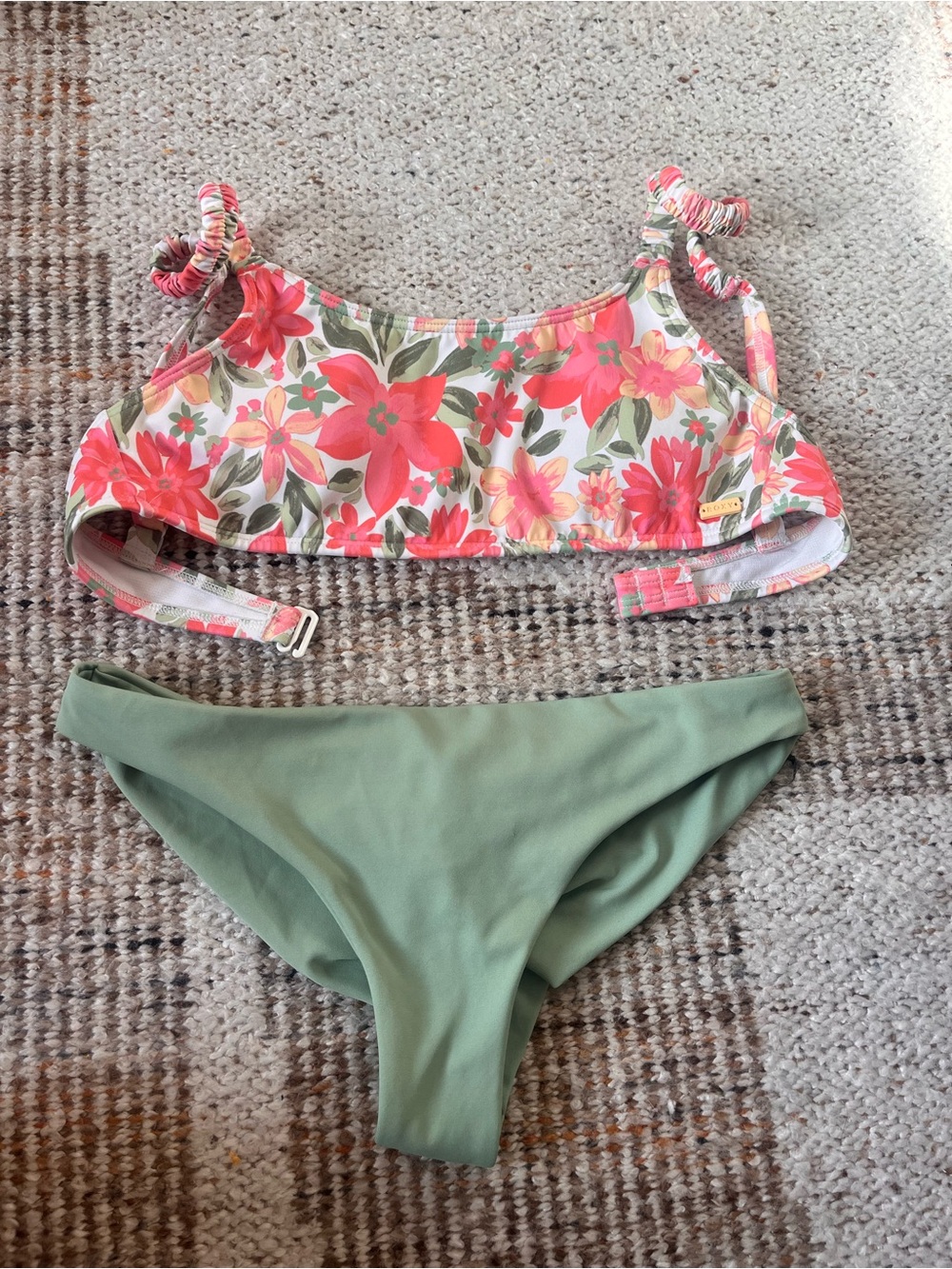 Roxy Floral Pink & Green Two-Piece Bikini